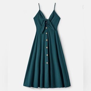 PatPat Blue Maxi Sundress with Tie Front